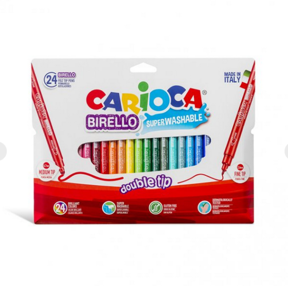 Marcadores doble punta Carioca Birello Estuche x 24 colores