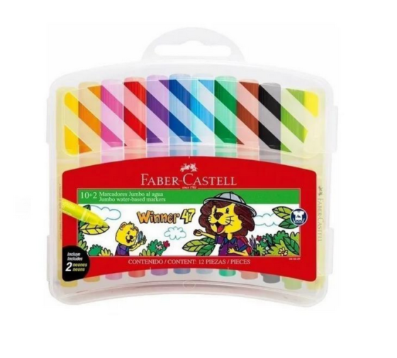 Marcadores gruesos Faber Castell 10 + 2 Neon