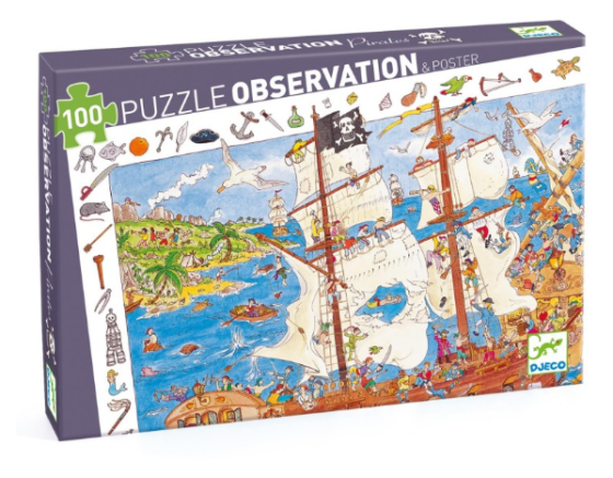 Puzzle De Observación Piratas 100 Piezas Djeco