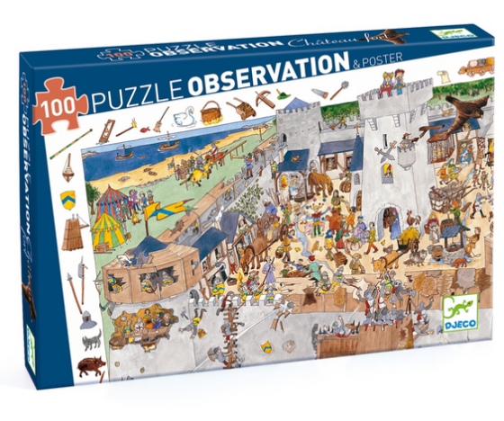 Puzzle De Observación Fortified Castle 100 Piezas Djeco