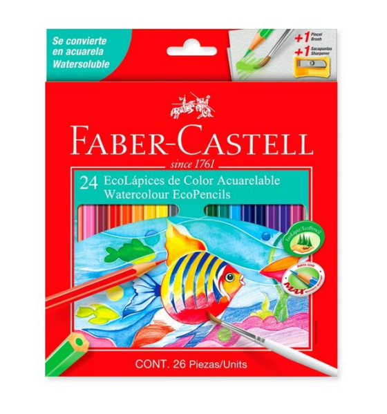 LÁPICES DE COLORES FABER X 24 ACUARELABLES
