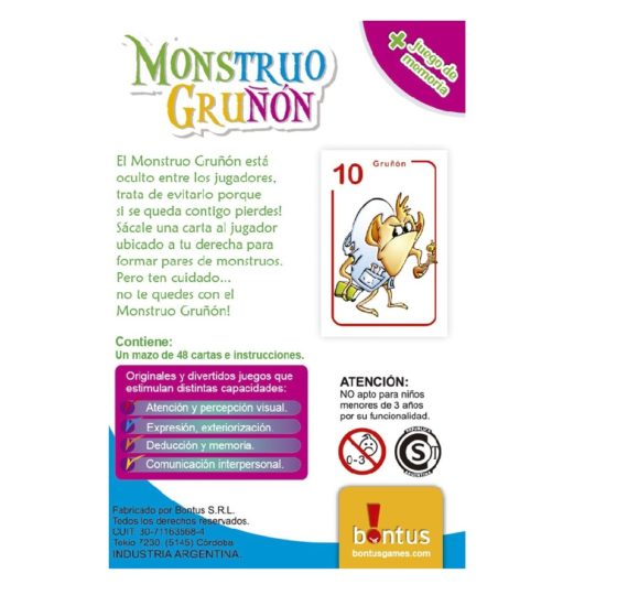Juego de cartas - MONSTRUO GRUÑÓN - Bontus - Imagen 2