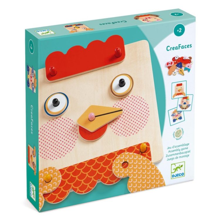 CreaFaces Juego de construcción de animales en madera Djeco