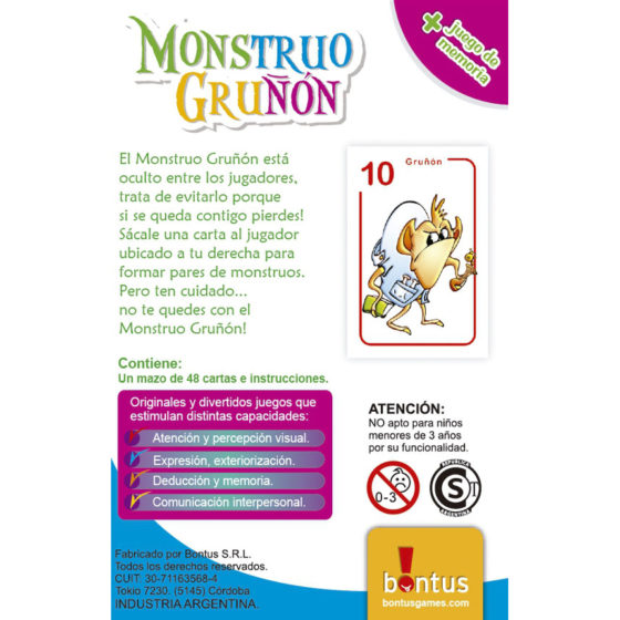 Juego de cartas el Monstruo Gruñón - Bontus - Imagen 2
