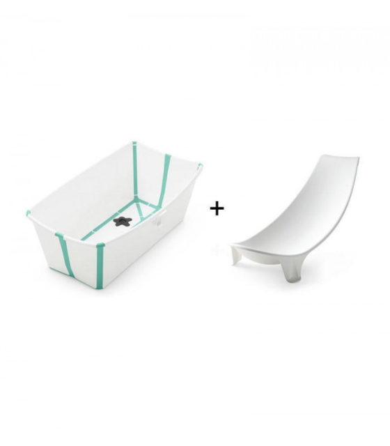 Pack Flexi Bath® Stokke® V2 y soporte para recién nacido - blanco y gris