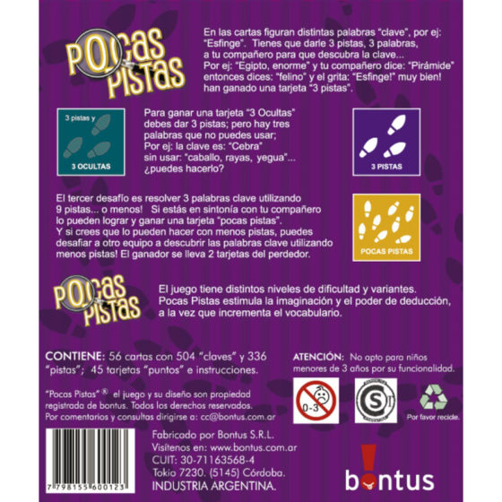 Juego para llevar Pocas Pistas - Bontus - Imagen 2