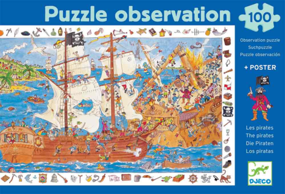 Puzzle de Observación Piratas 100 Piezas Djeco