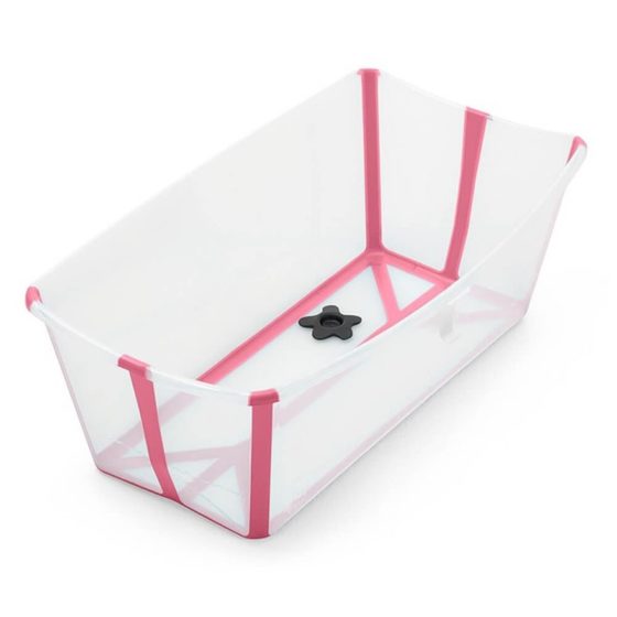 Bañera Stokke® Flexi Bath® Clásica Transparente y Rosado