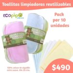 Toallitas lavables Ecopipo set de 10 unidades Celeste - Imagen 5