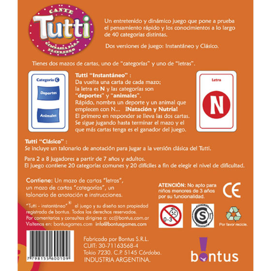 Juego para llevar Cante Tutti - Bontus - Imagen 2