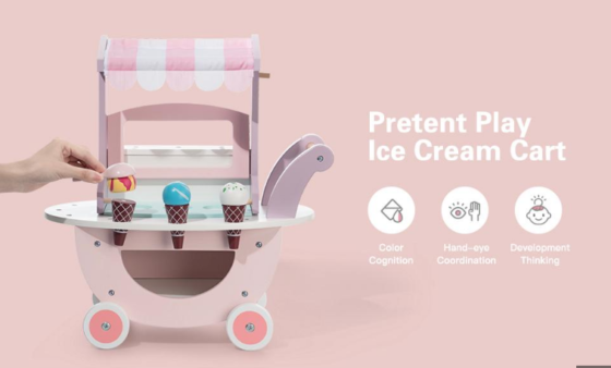 Carrito de helados en madera - Imagen 3