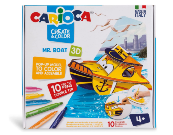 Bote para armar y colorear Carioca pop-up 3D