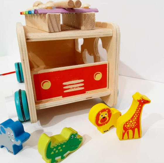Carrito de arrastre y encastre con xilófono - Imagen 2