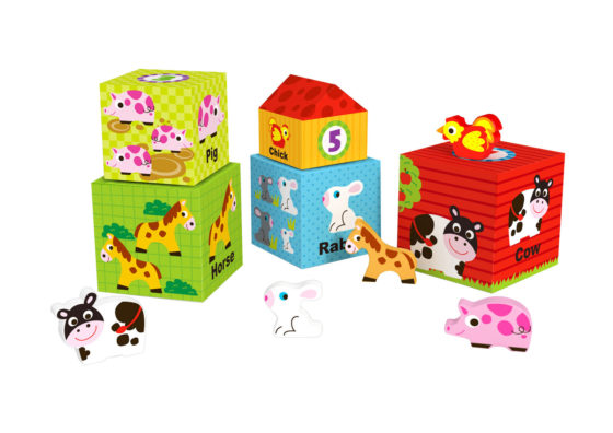 Cubos apilables con animales de la granja - Imagen 2