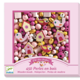 Kit Perlas De Madera para artesanías Djeco Rosadas