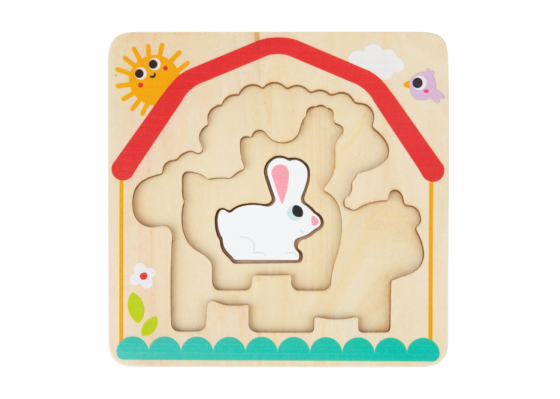 Puzzle encastre animales de la granja en capas de madera - Imagen 4