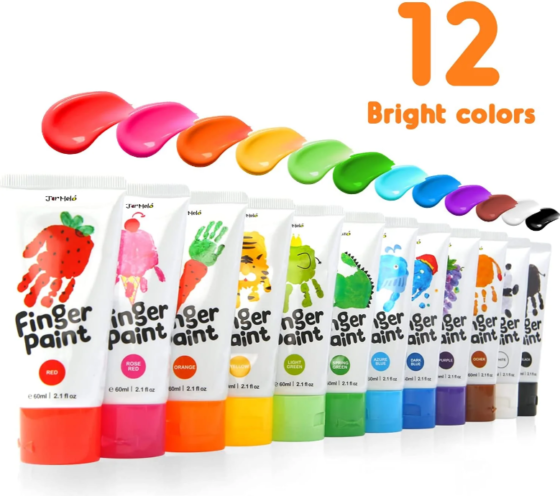 Pintura para dedo balde x 12 colores jar meló fácil de lavar - Imagen 2
