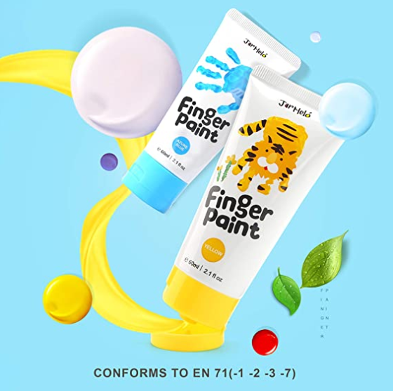 Pintura para dedo balde x 12 colores jar meló fácil de lavar - Imagen 5