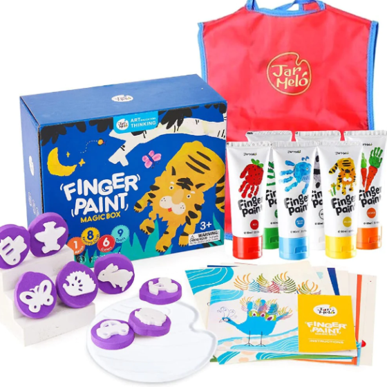 Kit Pinturas Para Dedo Jar Meló 6 Colores Y Accesorios
