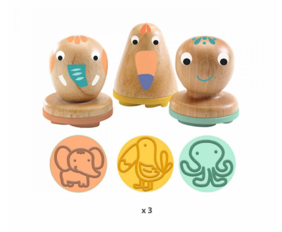 My Plastistamp Kit x3 sellos para masa con forma de animales Djeco - Imagen 2