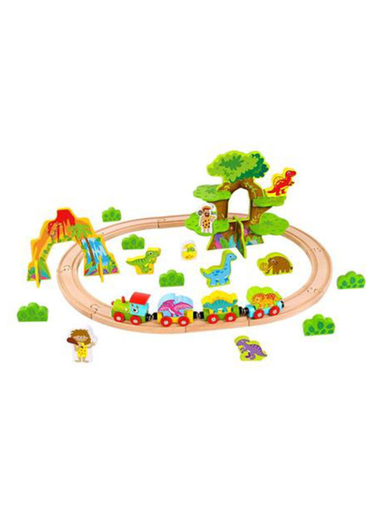 Pista de tren con dinosaurios