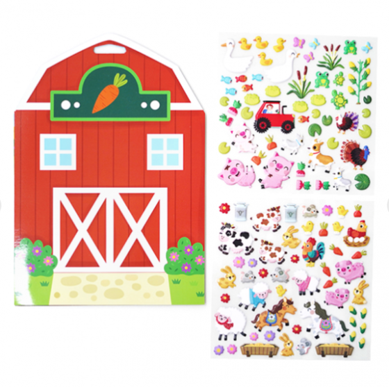 Juego de stickers reutilizables acolchonados- animales de la granja - Imagen 3