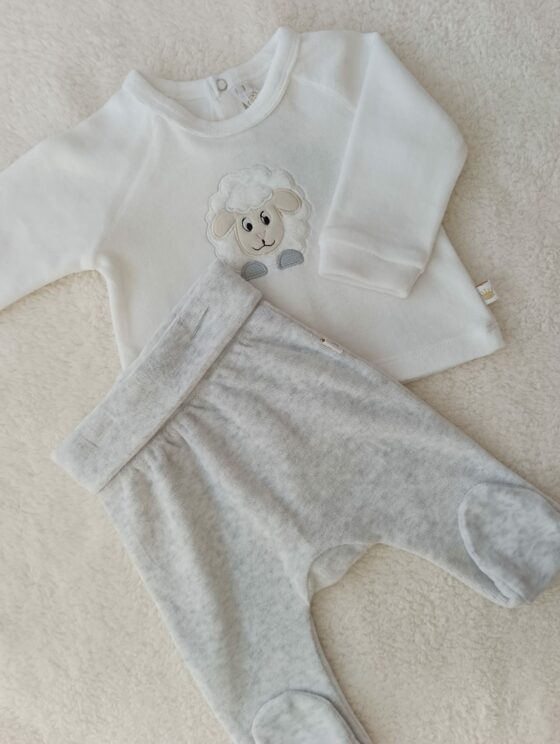 Conjunto Plush, pelele + buzo - Oveja - 100% Algodón