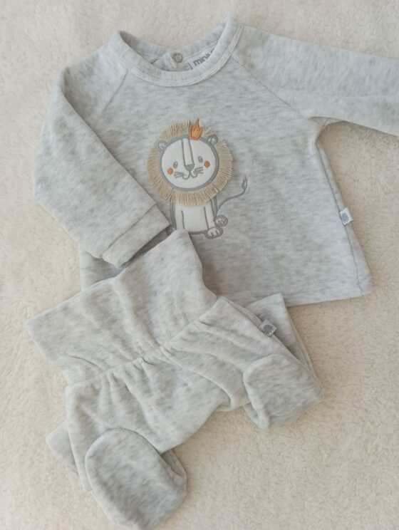 Conjunto Plush, pelele + buzo - León - 100% Algodón