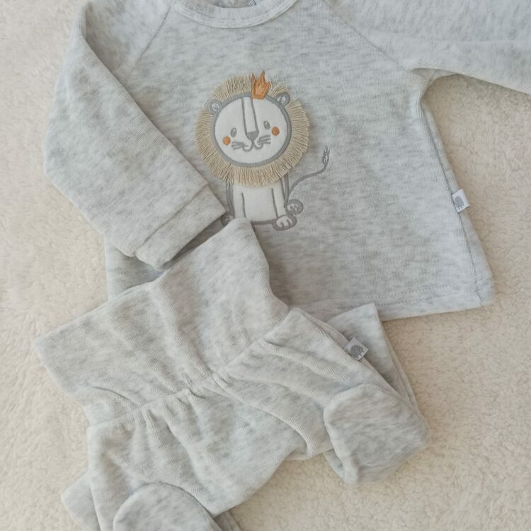 Conjunto Plush, pelele + buzo - León - 100% Algodón