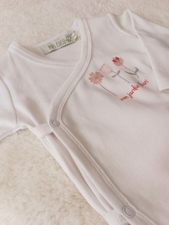 Conjunto de algodón, pelele + body + gorro - Florcitas - Imagen 6