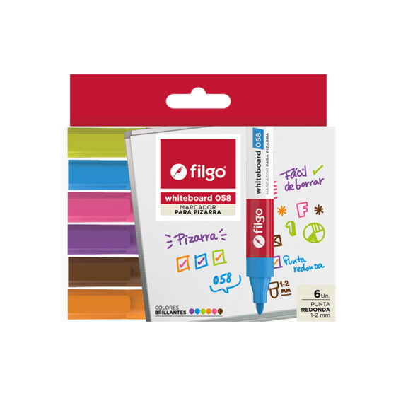 Marcadores para pizarra - Filgo colores brillantes x6