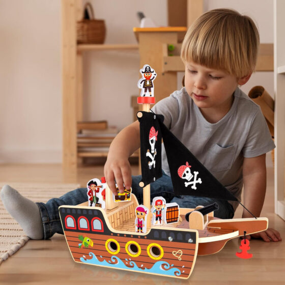 Barco Pirata en madera - Tooky Toys - Imagen 4