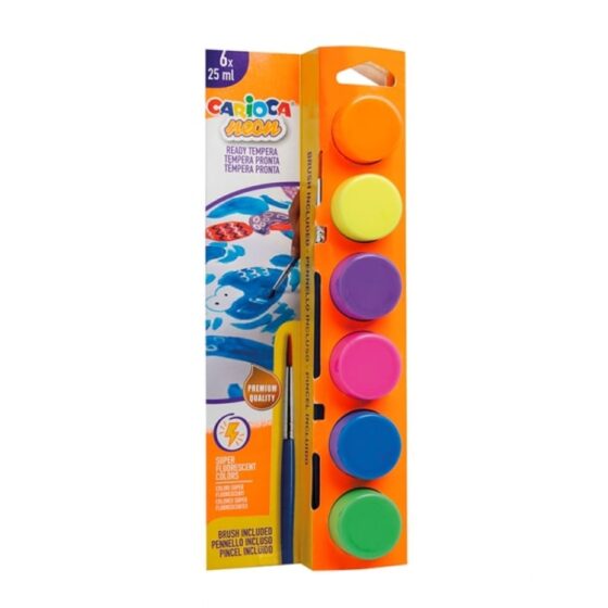Temperas Carioca x6 unidades 25ml + Pincel